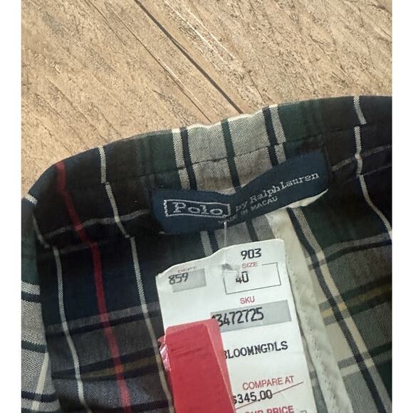 NWT VTG 40 R Polo Ralph Lauren Mini Plaid Cotton Madras Patch Patch Blazer - Picture 3 of 4